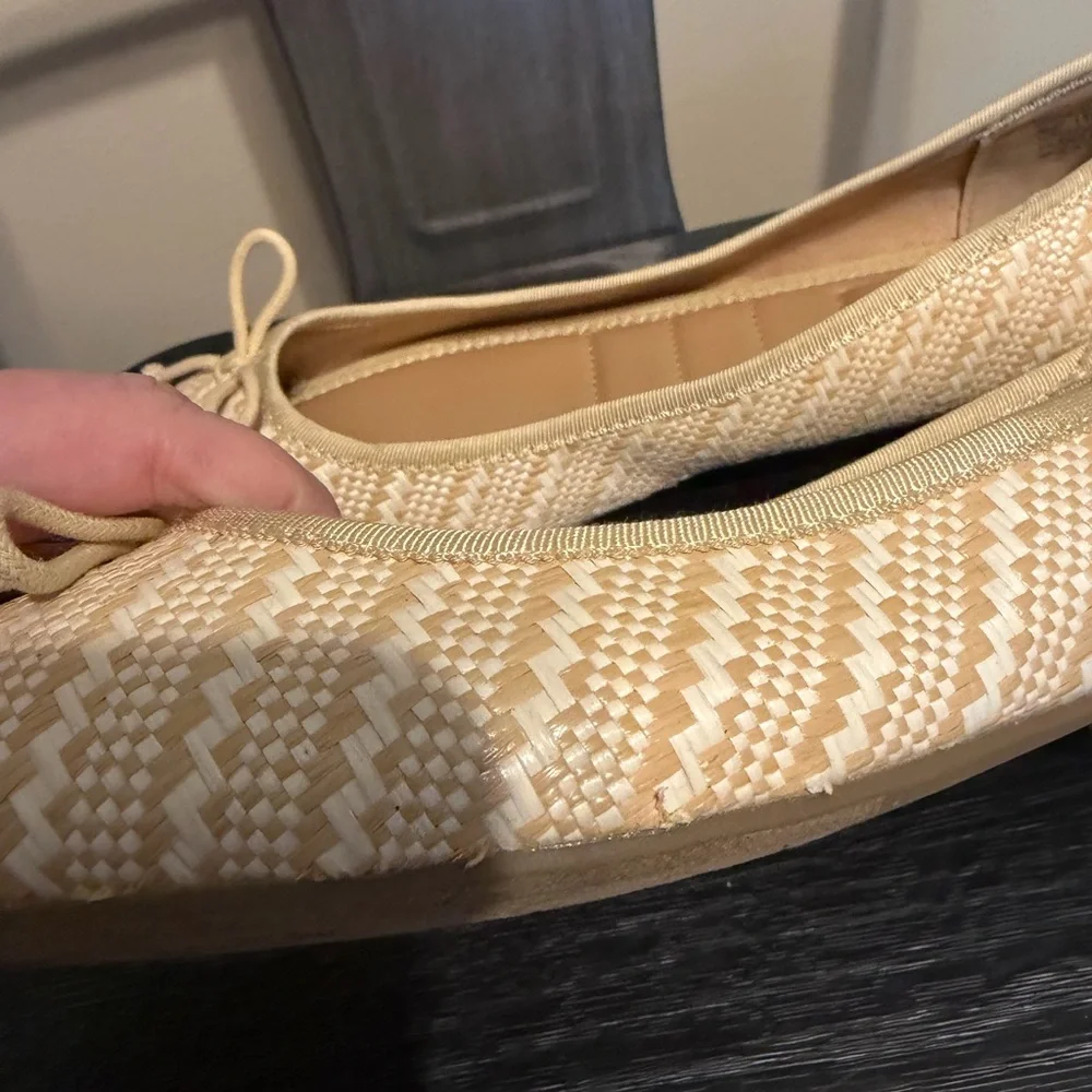 Kelly & Katie Abby Woven Pointed Toe Ballet Flats Bow Tan Beige 11M - Picture 8 of 13